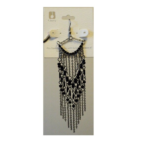 NEW Handcrafted Small Black Beads Drop Earrings Women Fashion Jewelry Gifts - Picture 4 of 4